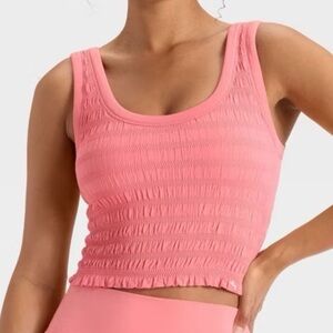 JoyLab Pink Smocked Tank Crop Top